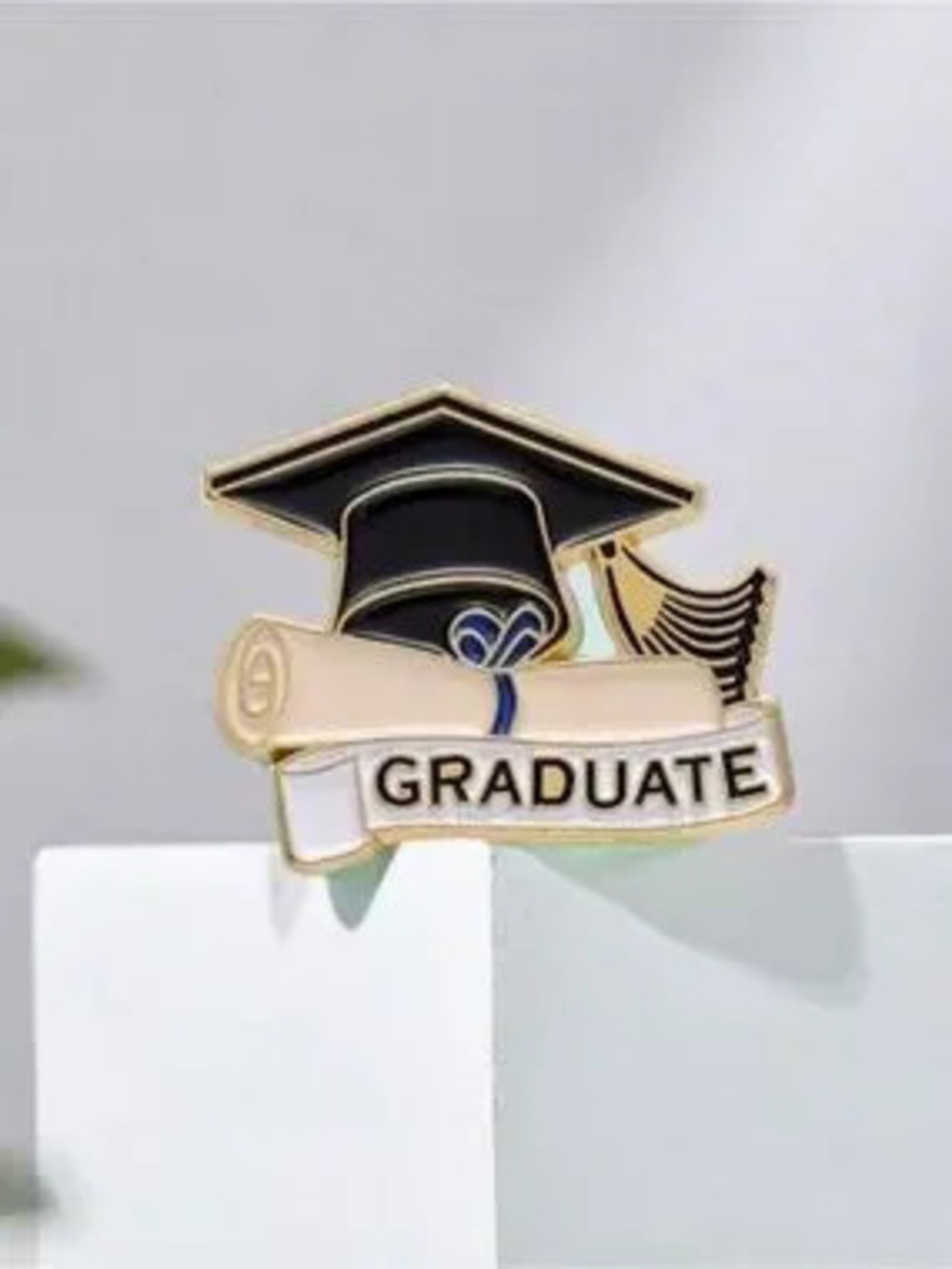 Graduate Cap & Diploma Enamel Brooch